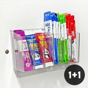 2P 벽부착 약정리함 3칸 투명 벽걸이 미니 수납함 다용도 소품 약통 보관