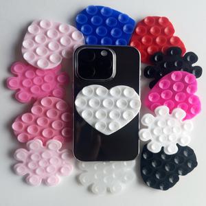 [2개]핸드폰 스마트폰 하트/해바라기 모양 양면 흡착패드 뽁뽁이 실리콘 부착 거치대