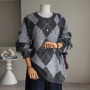 (안나앤플러스) 디온 아가일 니트[니트EAH35] 빅사이즈