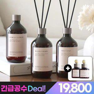 올챌린지 대용량 디퓨저 500ml 3개+차량용 디퓨저 100ml 2개