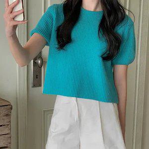 포미아 울 하찌 반팔 니트 봄 가을 데일리룩 데이트룩