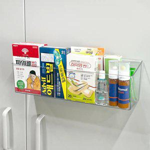 벽부착 약정리함 1칸 와이드형 투명 벽걸이 미니 수납함 다용도 소품 약통 보관