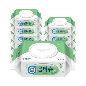 깨끗한나라 퓨어그린 물티슈, 캡형, 100매, 12입, 1개