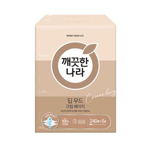 깨끗한나라 딥무드 크림 베이지 미용티슈, 240매, 6입, 1개