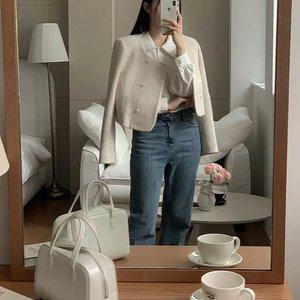 센드 더블 울 트위드 자켓 겨울 여성 데일리 겨울자켓 데일리룩