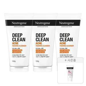 뉴트로지나 NEW 딥클린 아크네 포밍 클렌저 150g, 3개+증정 (인텐스 리페어 시카 에멀