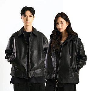 베이직 오버핏 가죽자켓 남녀공용 M~2XL