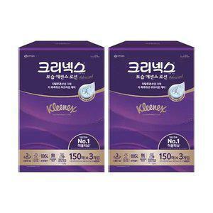 크리넥스 보습에센스 로션 천연펄프 미용티슈 3겹, 150매, 3입, 2개
