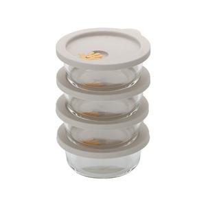 [PN풍년] 꾸노 깔끔보관 유리용기 4PCS(400ml) 크림베이지