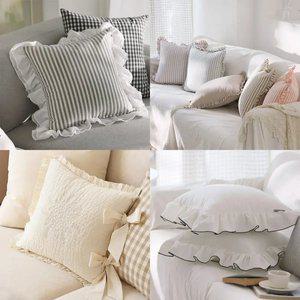 러블리한 프릴 쿠션커버 방석커버 쇼파 등받이 쿠션 방석 침대 의자 허리