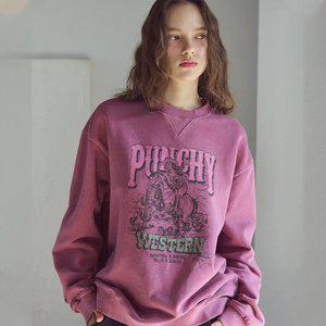 웨스턴펀치 피그먼트 스웨트셔츠 더스티핑크