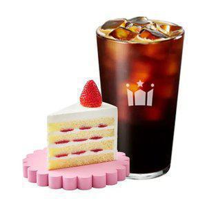 할리스 아메리카노 R + 딸기 생크림 케이크