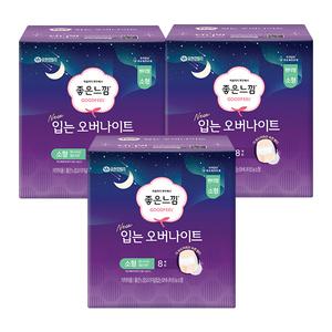 좋은느낌 입는 오버나이트, 소형, 8매, 3개