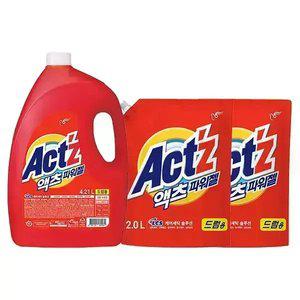 액츠 파워젤 드럼 용기, 4.21L, 1개 + 리필, 2L, 2개