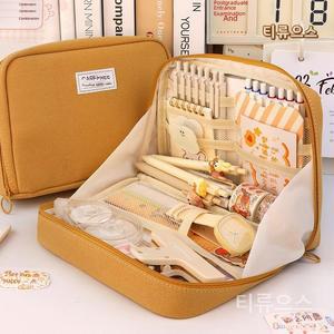 미적인 연필 파우치 귀여운 문구 가방 지퍼 펜 학용품 대용량 학교 거치대 티류으스