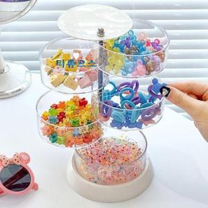 헤어밴드 머리끈 보관함 머리핀 원통형 회전 고무줄 다층 정리함 티류으스