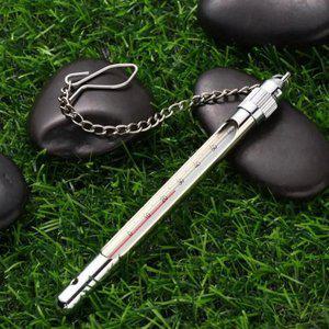 휴대용 실버 낚시 온도계, 카라비너 포함, 스트림 수온 하이 퀄리티, 스테인리스 스틸