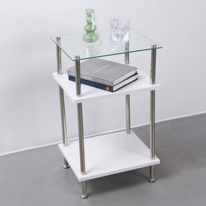 레이 화이트 모듈 수납 선반 장식장 3단 거실 유리 진열장