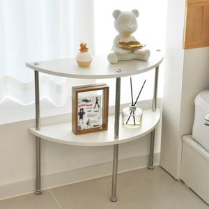 인테리어 루나 화이트 반달형 거실 2단 선반 콘솔