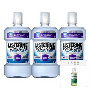 리스테린 캐비티케어 마일드 750ml, 3개 + 증정(그린티마일드, 100ml, 1개)