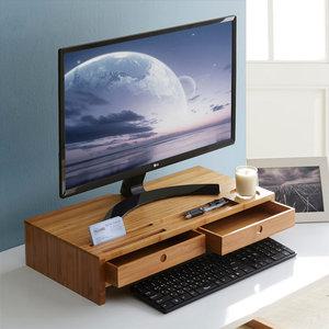 HX-71518 대나무원목 모니터받침대 서랍형 컴퓨터 화분 다용도 받침대 소품 수납 수납