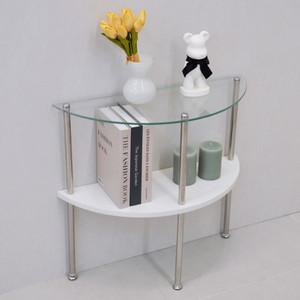 KM-T4135 다용도 유리 반달 2단 선반 코너 인테리어 라운드 수납 장식장