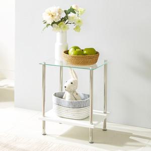 KM-S3502 스텐 미드센츄리 모듈 화이트 2단 선반 코너 인테리어 수납 장식장