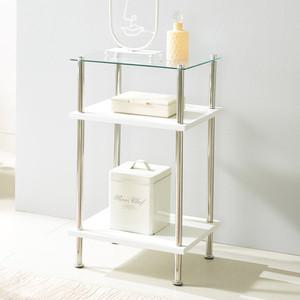 KM-S3503 스텐 미드센츄리 모듈 화이트 3단 선반 코너 인테리어 수납 장식장
