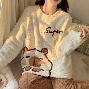 쉬블림로브 (상의+하의) 여성 극세사 패턴 수면잠옷 GWD0374