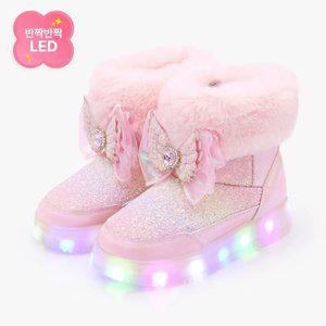 [키펀트] LED 레인보우 하트윙 여아 겨울 털 부츠