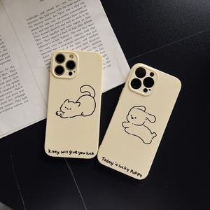 최신 귀여운 아이폰 케이스 냥이 멍멍이 TPU / 고양이 강아지 핸드폰 아이폰 11 12 13