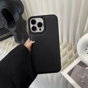 최신 아이폰 케이스 블랙 가죽 TPU / 아이폰 11 12 13 14 15 16 프로 플러스