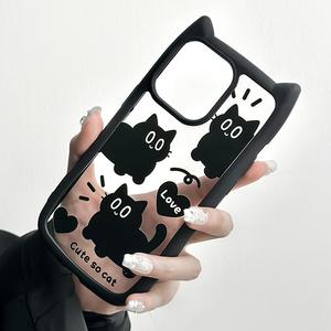 최신 귀여운 아이폰 케이스 입체 블랙 냥이 / 핸드폰 11 12 13 14 15 16 프로 플러스