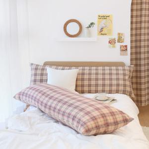 와플 기모 체크 롱롱 사각 빅 바디필로우 커버 150x50cm