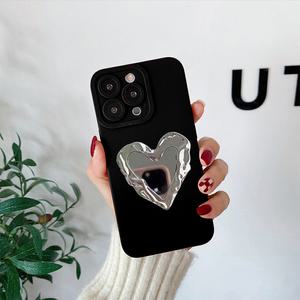 최신 아이폰 케이스 블랙 거울 하트 스마트톡 / 핸드폰케이스 16 15 14 13 12 미니 프