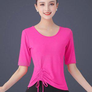 라인댄스복 여성 방송 춤연습 라틴 댄스상의 티셔츠 공연복