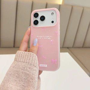 최신 귀여운 아이폰 케이스 핑크 리본 패턴 / 핸드폰케이스 아이폰17 16 15 14 13 프로