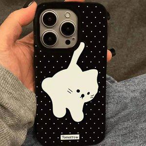 최신 귀여운 아이폰 케이스 밤 고양이 도트 / 핸드폰케이스 17 16 15 14 에어 프로 플