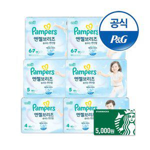 [오늘의딜]팸퍼스 엔젤브리즈 팬티형 기저귀 4~6단계 6팩 (총 2박스)+스타벅스