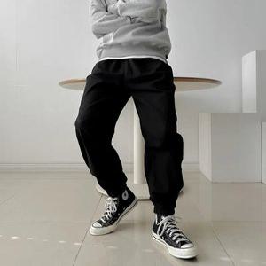 남성 캐주얼 고급 패브릭 조거 밴딩 팬츠 간편한 코튼 심플 트렌디 남자 면 바지