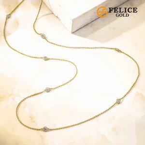 [펠리체골드] 18K 모이사나이트 롱 목걸이