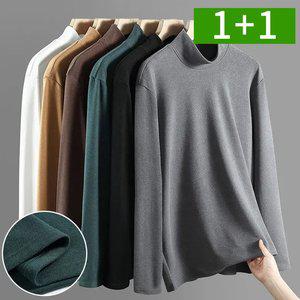 [1개+1개] 겨울 남성 기모티셔츠 반폴라티 반목폴라 긴팔티셔츠 반목티