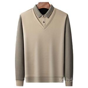 남성 기모 페이크 레이어드 캐시미어 스웨터 오버핏니트 긴팔티셔츠 SL