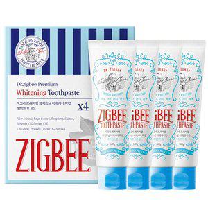 지그비 대용량 화이트닝 미백케어 치약 레몬민트향 107g 4개입