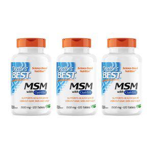 3개 닥터스베스트 MSM 1500 mg 120 타블렛 옵티 OptiMSM 조인트 식이유황 관절 무릎 연