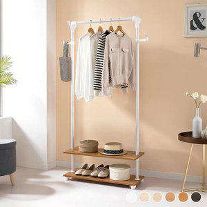 [오늘출발] 이동식 선반 2단 행거 WES-2C 우드 감성 스탠드 미니 행거 6colors