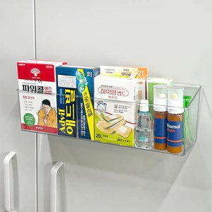 벽부착 약정리함 1칸 와이드형 투명 벽걸이 미니 수납함 다용도 소품 약통 보관