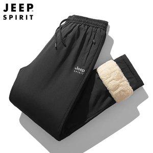 JEEP SPIRIT 남성 데일리 후리스 양털 팬츠 루즈핏 추동 무지 방한바지
