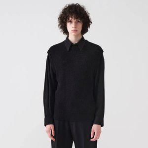 [STCO]사선 조직 니트 베스트_블랙 (오버핏)-SKVUC72OSB