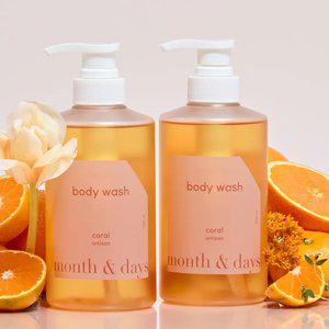 [바디워시 1+1] 먼스앤데이즈 코랄(감귤과허브향) 퍼퓸케어 바디워시 500ml (총 1L)